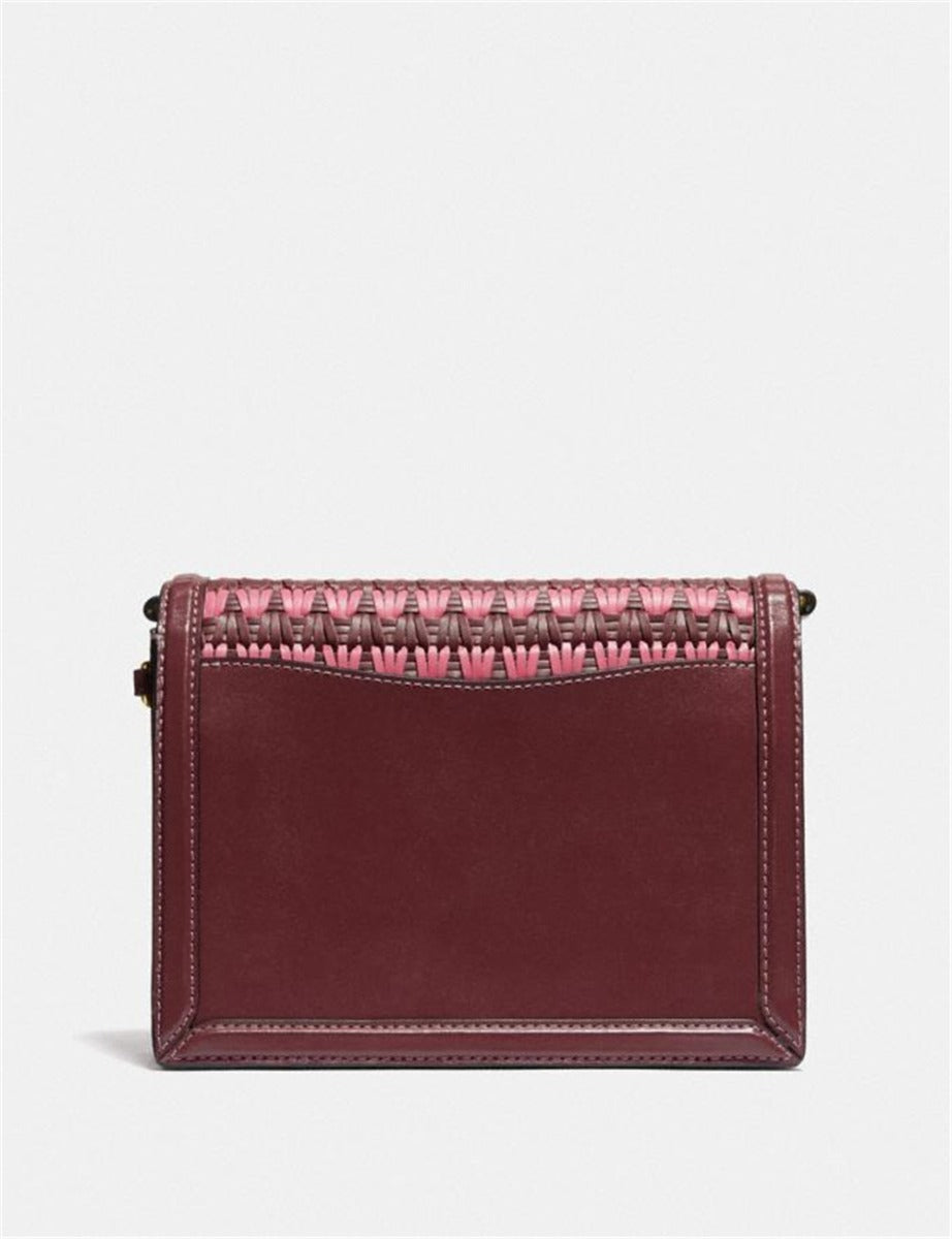 Coach 613 Hutton Shoulder Bag With Weaving In Wine Multi Coach 613 Hutton Shoulder Bag With Weaving In Wine Multi